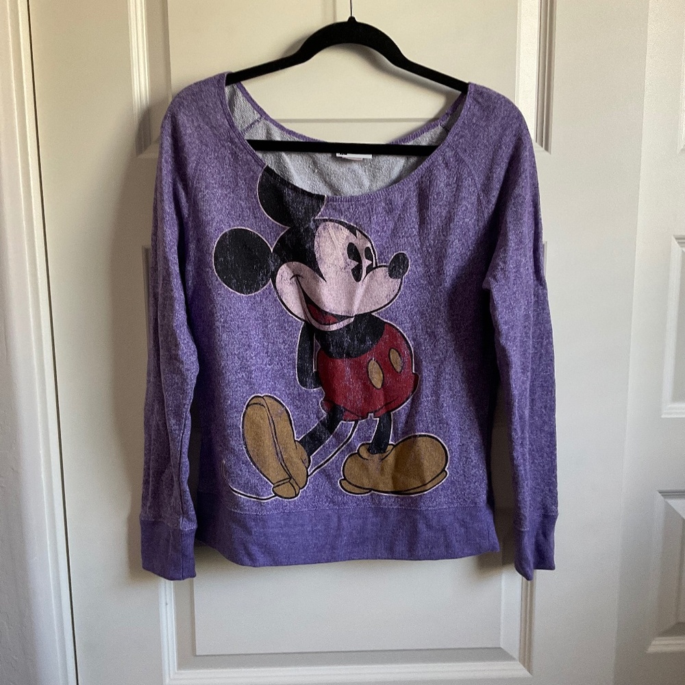 Disney Parks Mickey Mouse Purple Graphic Sweatshirt - Size Large‎